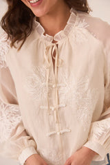 NKN nekane  Embroidered Oriental Style Blouse | Ecru