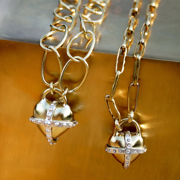 Waxing Poetic Heartglobe Charm Necklace - Ceramic Coated Brass