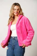 Fantastic Fawn Long Sleeve Faux Fur Jacket | Neon Pink