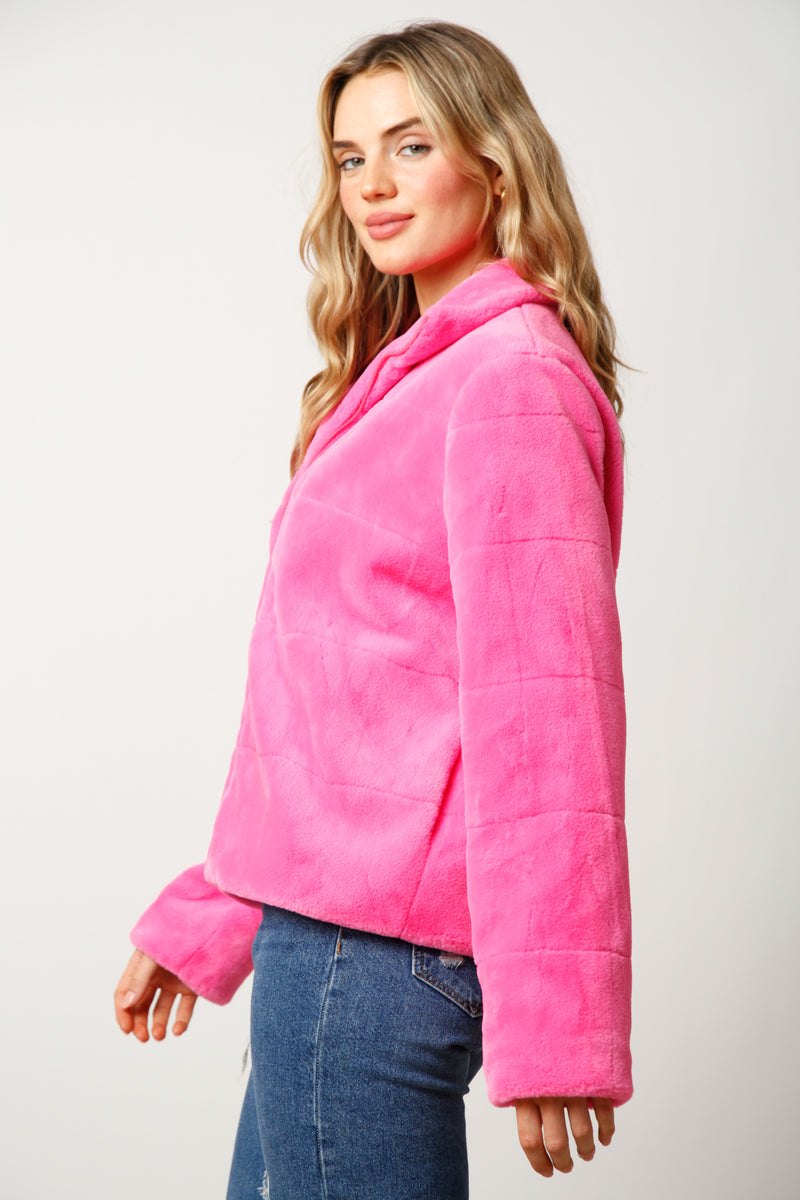 Fantastic Fawn Long Sleeve Faux Fur Jacket | Neon Pink