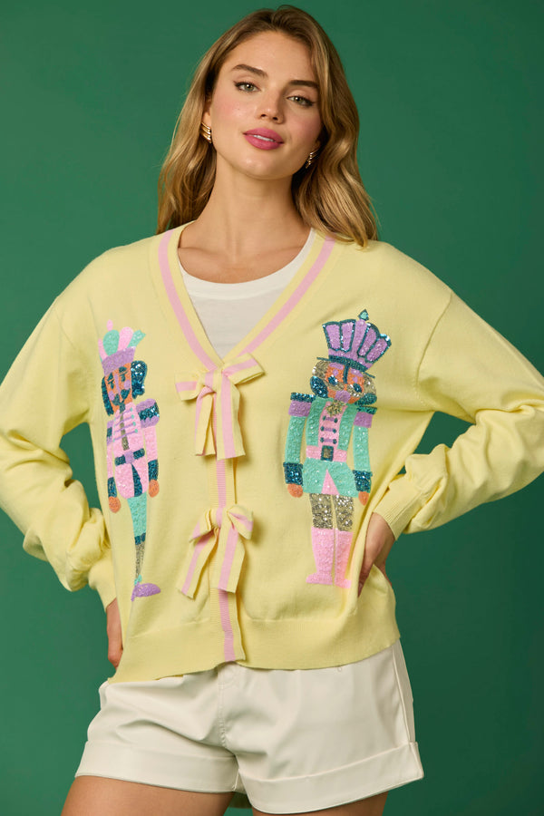 Fantastic Fawn Cardigan with Bows-Light Yellow