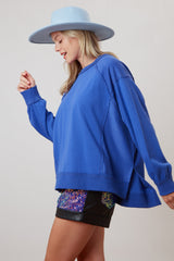 Fantastic Fawn French Terry Over Sized Top Royal