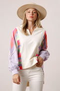 Fantastic Fawn Color Block Loose Fit Sweatshirt Ivory/Multi