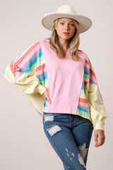 Fantastic Fawn Color Block Loose Fit Sweatshirt Pink/Multi