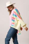 Fantastic Fawn Color Block Loose Fit Sweatshirt Pink/Multi