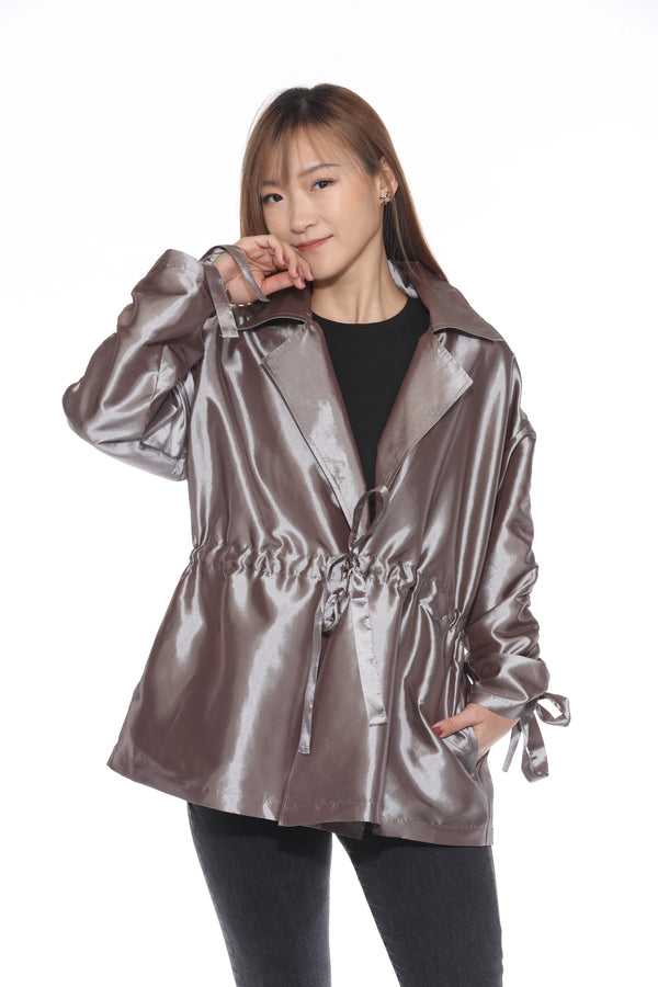 Oopéra Jacket with Ruched Sleeve | Silver