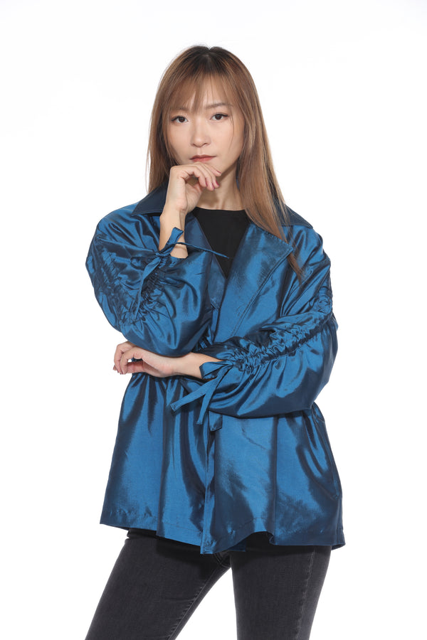 Oopéra Jacket with Ruched Sleeve | Blue
