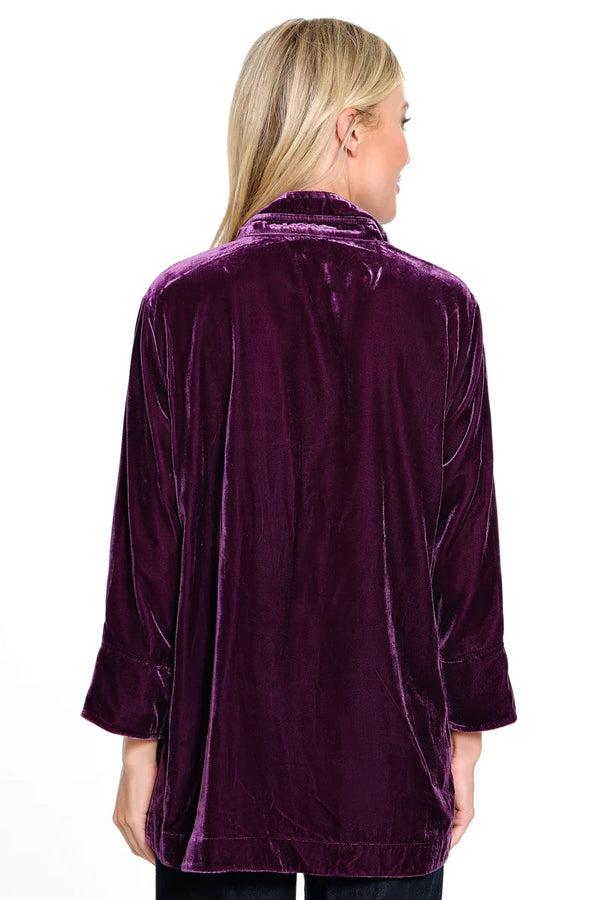 John Mark Velvet Wire Collar 3/4 Sleeves - Plum