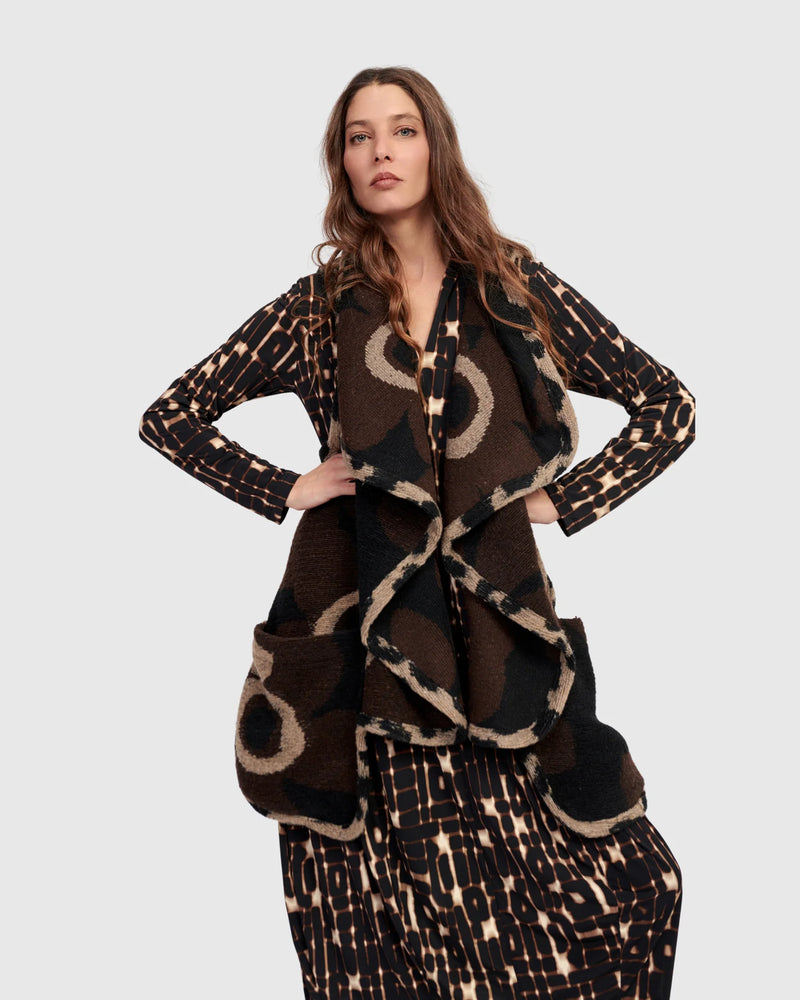Alembika Piped Cozy Draped Vest | Floral