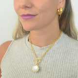 Betty Carré Gisele Double Sided Pendant Necklace Tanzanite/Mother of Pearl