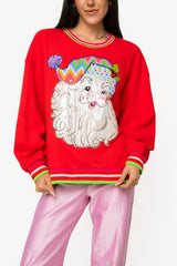 Queen of Sparkles Red Hat Metallic Santa Sweatshirt