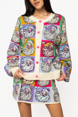 Queen of Sparkles Pastel Colorblock Santa Button-Up