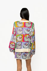 Queen of Sparkles Pastel Colorblock Santa Button-Up