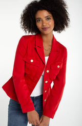 Liverpool Petite Peplum Jacket with Tab Detail | Fire Brick