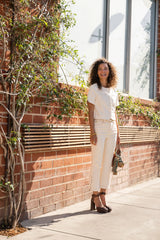 Liverpool Hannah Crop Flare with Tulip Hem  | Desert Dune