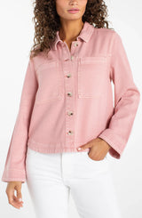 Livperpool High Low Denim Shacket | Misty Blush