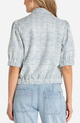 Liverpool Puff Sleeve Jacket | Cream Blue Plaid