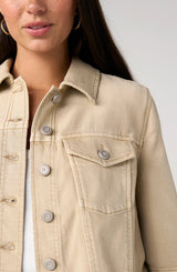 Liverpool 3/4 Sleeve Frayed Flounce Jacket| Light Khaki