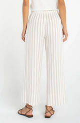 Liverpool Pull-on Wide Leg Crop Trouser | Cream Tan Stripe