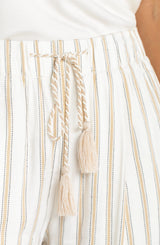 Liverpool Pull-on Wide Leg Crop Trouser | Cream Tan Stripe