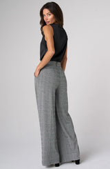 Liverpool Brooke High Rise Wide Leg Trouser | Black White Glen Plaid