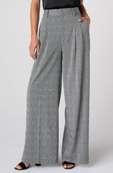 Liverpool Brooke High Rise Wide Leg Trouser | Black White Glen Plaid