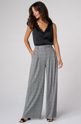 Liverpool Brooke High Rise Wide Leg Trouser | Black White Glen Plaid