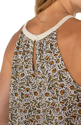 Liverpool Sleeveless Woven Halter | Olive Leaf/Cream