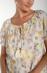 Liverpool Woven Top with Front Tie | Pristine Multi