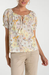 Liverpool Woven Top with Front Tie | Pristine Multi