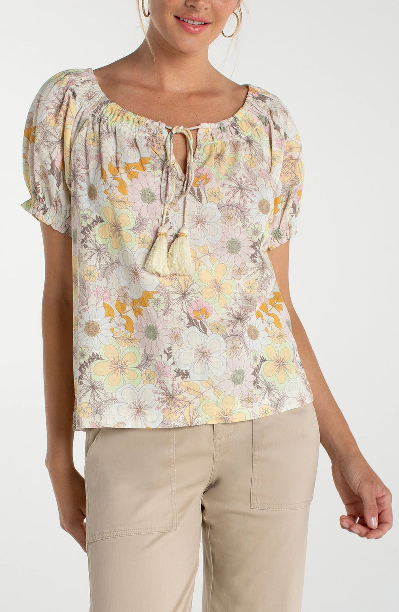 Liverpool Woven Top with Front Tie | Pristine Multi – Fashion House