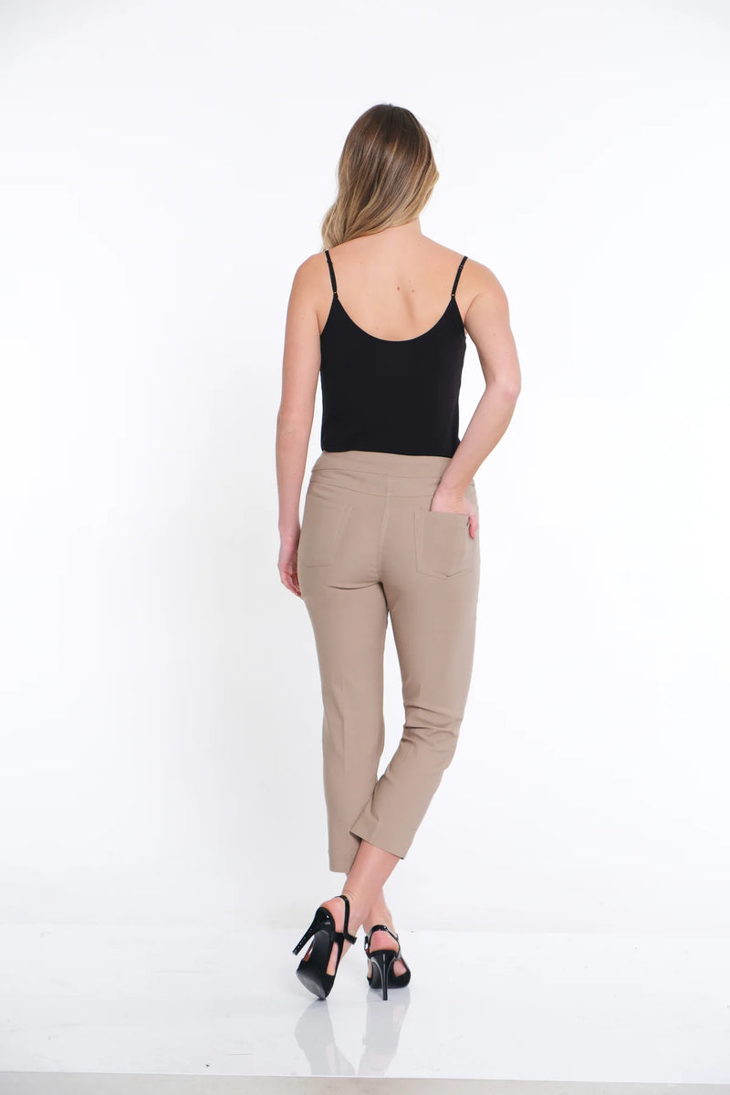 Multiples Slim-Sation Pull-On Crop Pant with Real Front & Back Pockets | Stone