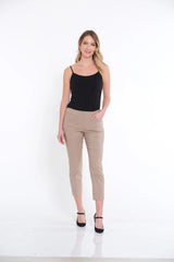 Multiples Slim-Sation Pull-On Crop Pant with Real Front & Back Pockets | Stone