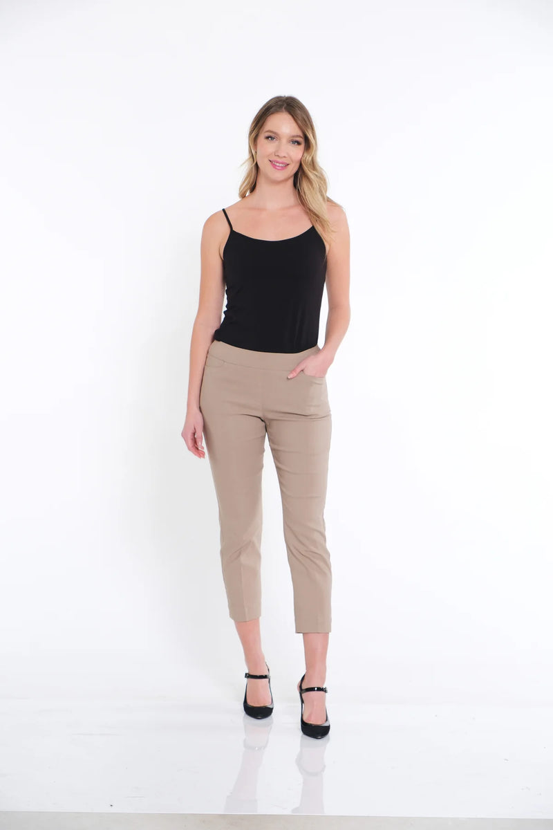 Multiples Slim-Sation Pull-On Crop Pant with Real Front & Back Pockets | Stone