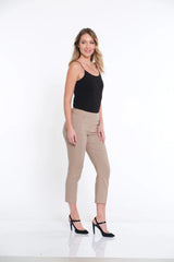 Multiples Slim-Sation Pull-On Crop Pant with Real Front & Back Pockets | Stone