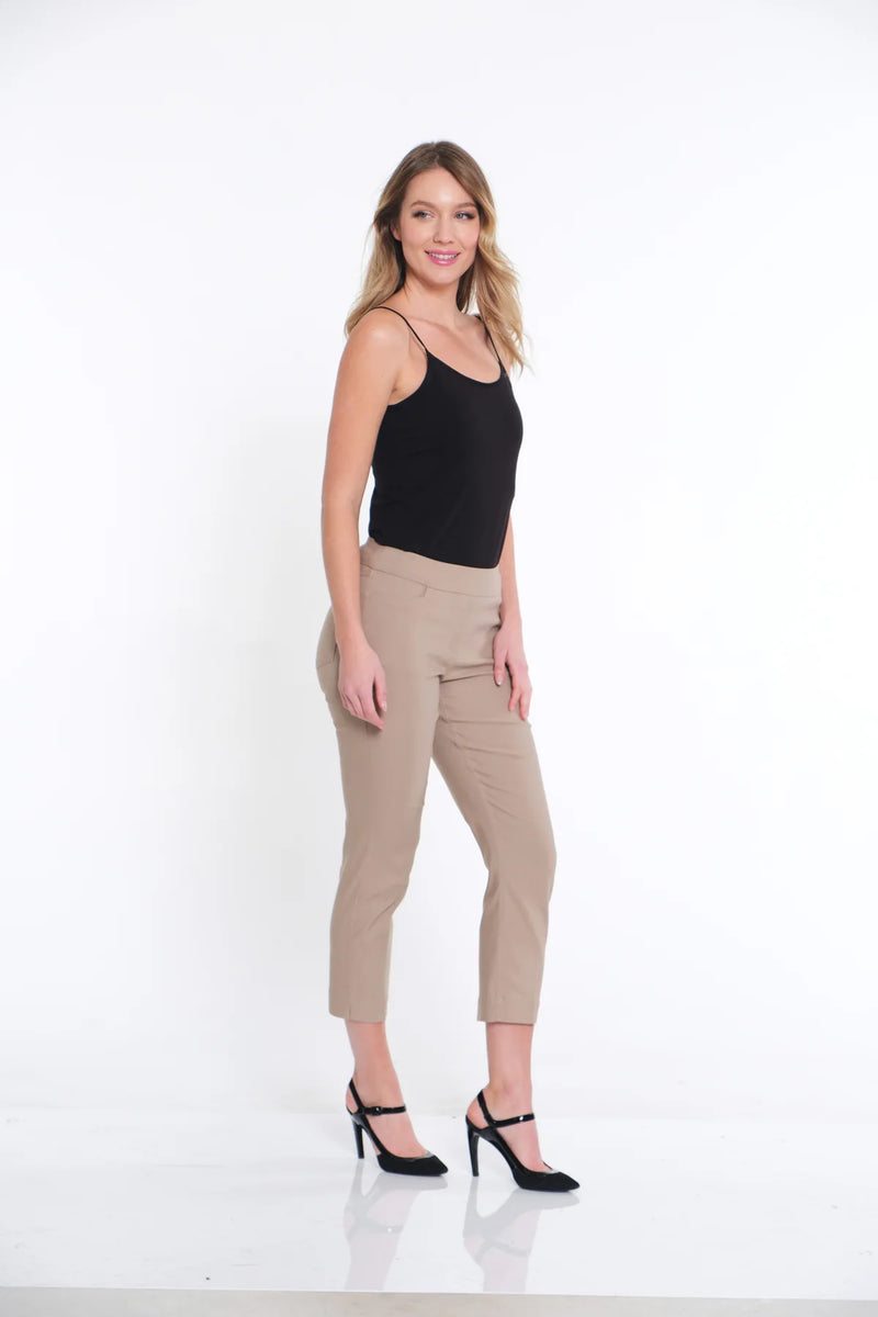 Multiples Slim-Sation Pull-On Crop Pant with Real Front & Back Pockets | Stone
