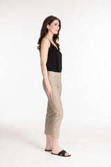 Multiples Pull-On Crop Pant with Real Pockets Stone