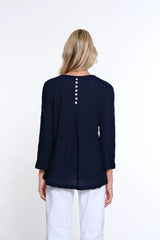 Multiples Pleat Back Woven Top | Midnight