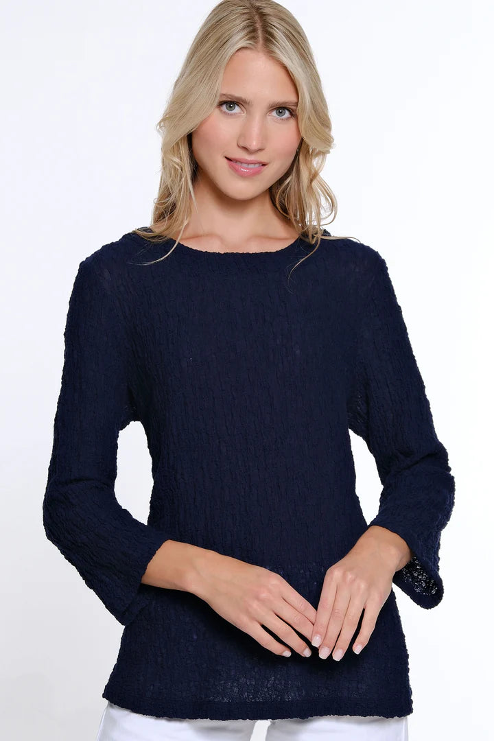 Multiples Pleat Back Woven Top | Midnight