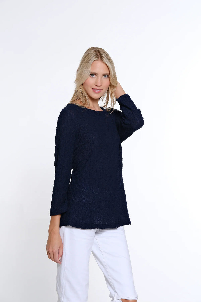 Multiples Pleat Back Woven Top | Midnight