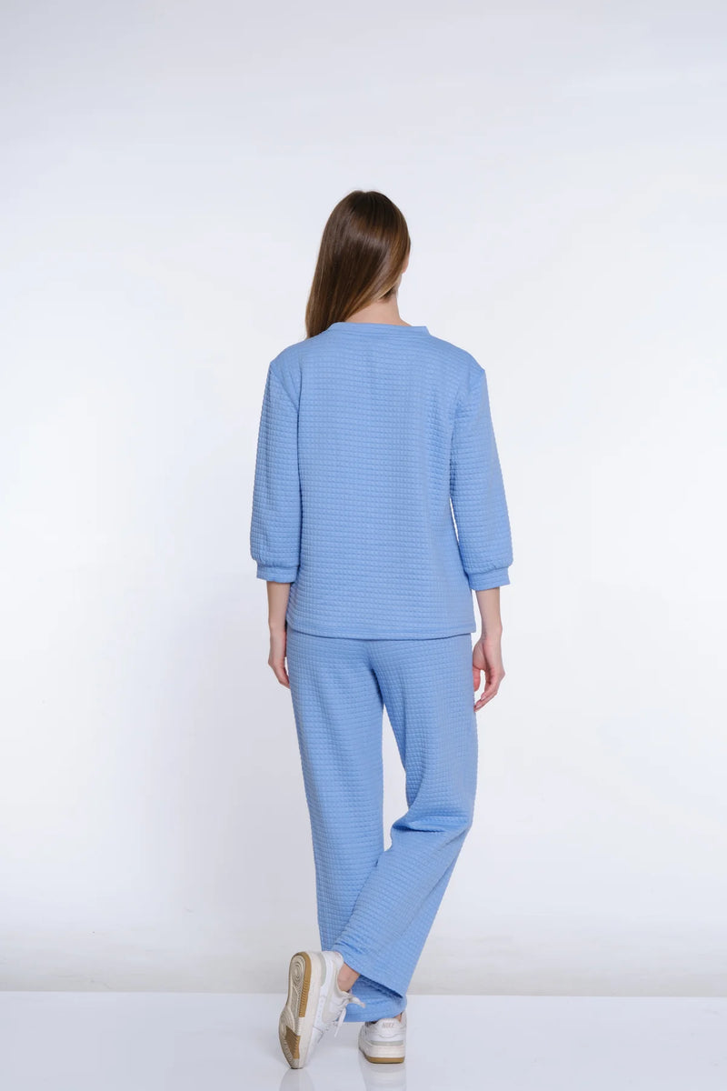 Multiples Jacquard Knit Ankle Pant | Cornflower