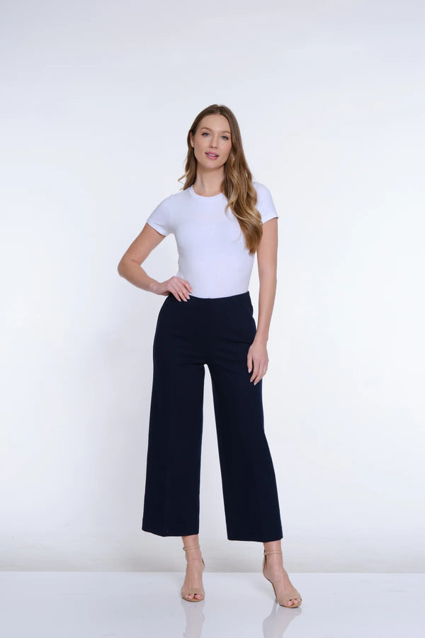 Multiples SlimSation Wide Leg Ponte Crop Pant | Midnight