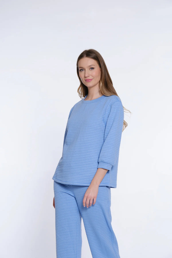 Multiples Jacquard Knit Top | Cornflower