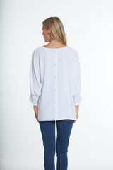 Multiples Multi-Shirred Woven Top-White