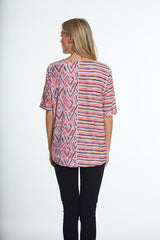Multiples Cuffed Short Sleeve Knit Top-Multi