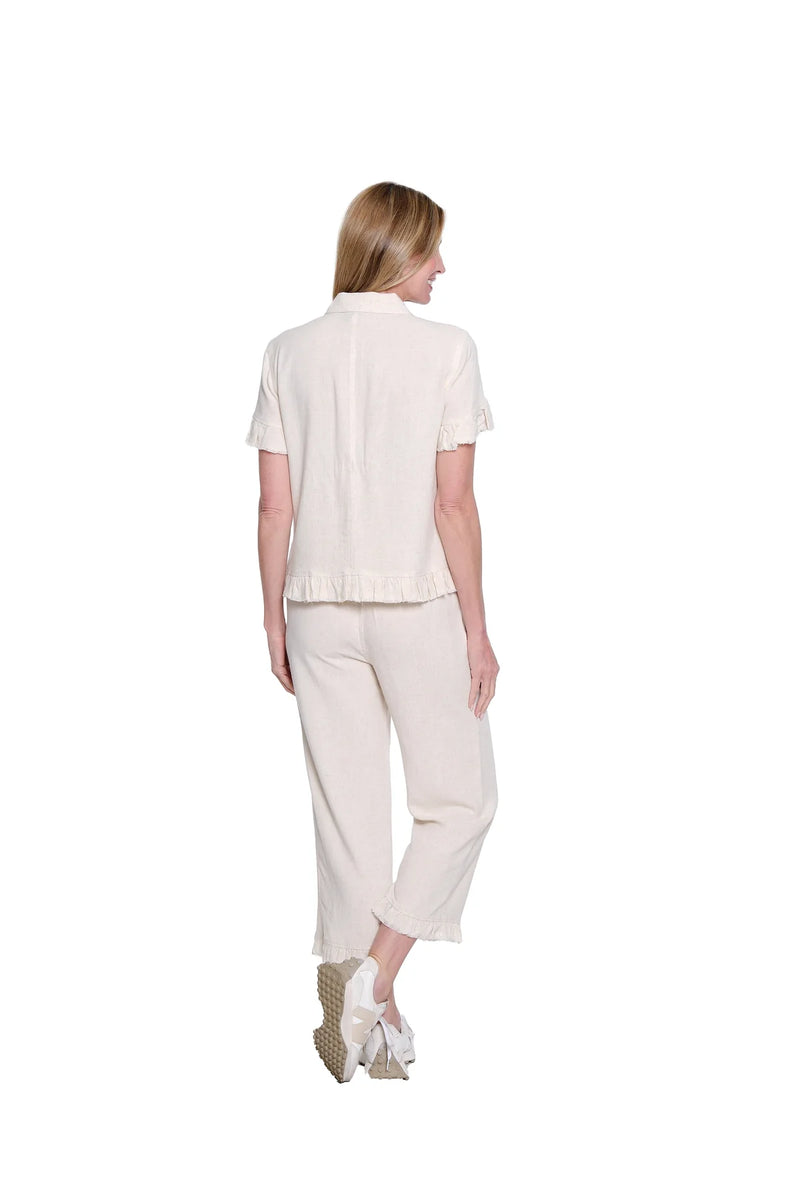 Multiples Slimsation® Ruffle Hem Crop Pant | Flax