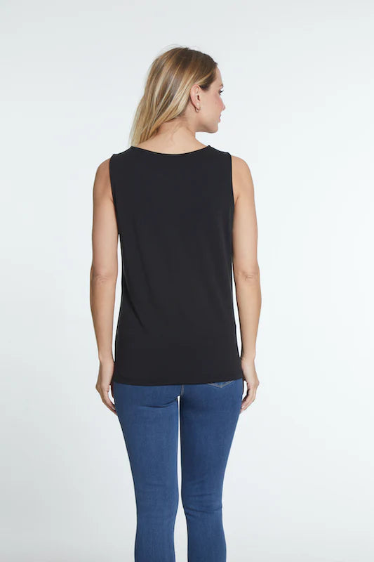 Multiples Scoop Neck Tank -Black