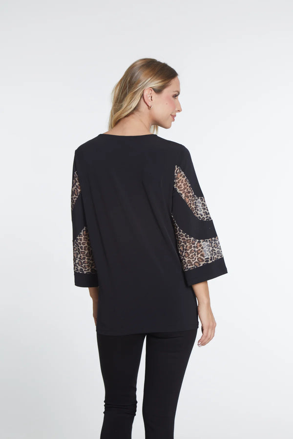 Multiples Solid Knit Top-Black/Multi