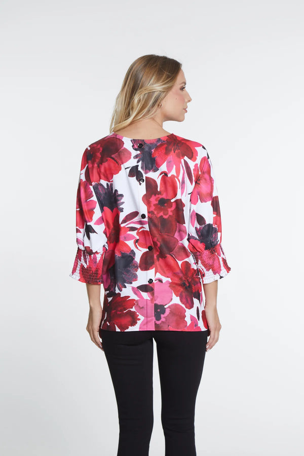 Multiples Print Crinkle Woven Top-Multi