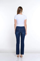 Multiples Slimsation® Pull-On Pintuck Flare Leg Jean | Dark Indigo